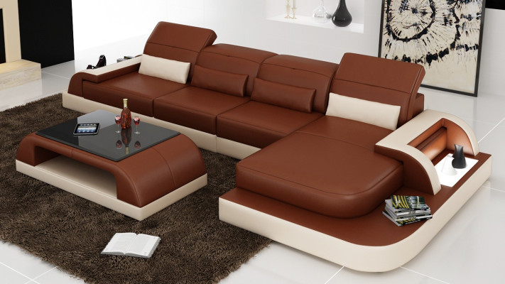 Couch Garnitur Polster Big xxl Sofas Couchen Sofa Wohnlandschaft Ecksofa + Tisch