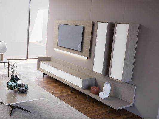 Wohnwand TV-Ständer TV Rahmen Einrichtung 2x Wandschrank Design Modern Garnitur