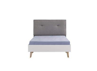 Kinderbett Bett 100 cm Jugendbett Holz Grau Kinderzimmer Stoff Modern