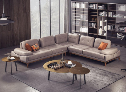 Beiges Wohnzimmer L-Form Sofa Designer Luxus Ecksofa Moderne Couch Neu