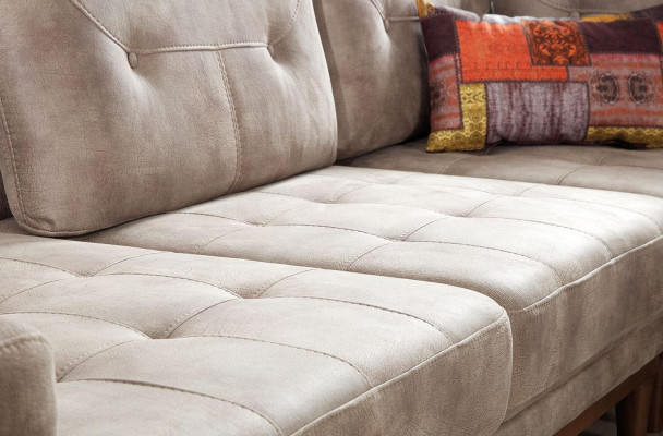 Beiges Wohnzimmer L-Form Sofa Designer Luxus Ecksofa Moderne Couch Neu