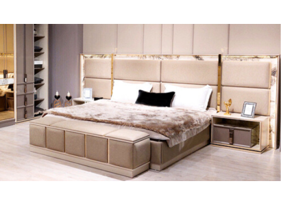 Modern Garnitur Einrichtung Schlafzimmer Bett 2xNachttische Design Möbel Neu
