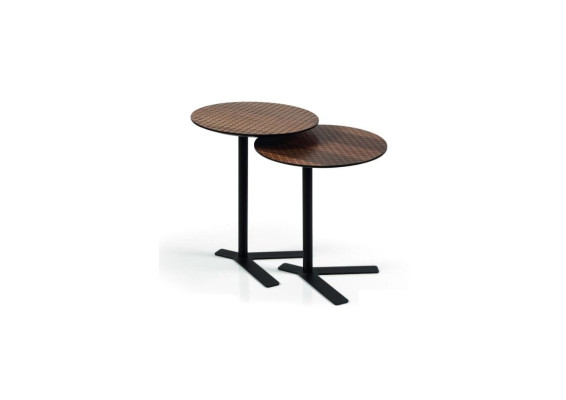 Runde Set 2x Beistelltisch Designer Möbel Wohnzimmer braun Tische Neu