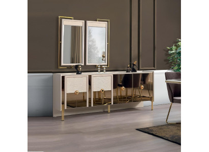 Esszimmer Möbel Sideboard mit Spiegel Luxus Holz Neu Design Moderne
