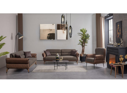 Polstermöbel Textil Wohnzimmer Set 3tlg Sofa Zweisitzer Sessel Neu Einrichtung