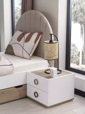Kindermöbel Kinderzimmer Jugendbett Garnitur Bett Holz Weiß Set 3tlg