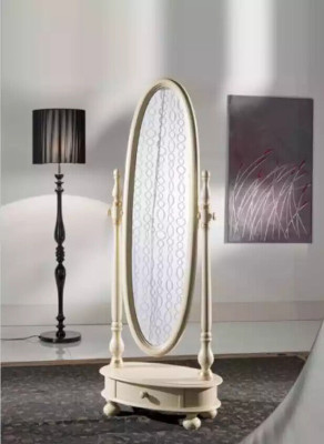 Klassischer Wohnzimmer groß Bodenspiegel Beige Holzrahmen Design Neu
