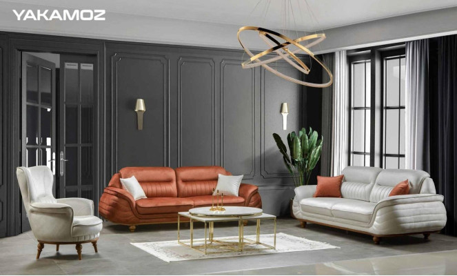 Sofa 3 Sitzer + Sessel Wohnzimmer Sofa Sofas Sessel Stoff Möbel Luxus