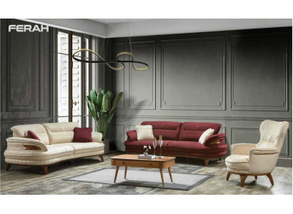 Gruppe Sofagarnitur 3+3+1 Sitzer Luxus Sofa Sessel Sofas Stoff Set
