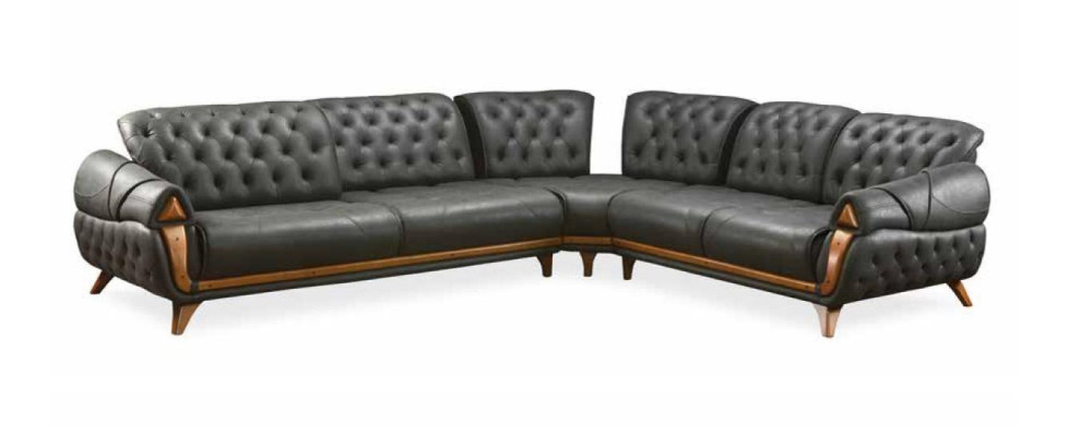 Wohnzimmer Leder Schwarz Sofa Sofas L-Form Sitz Farbe Ecksofa Couch