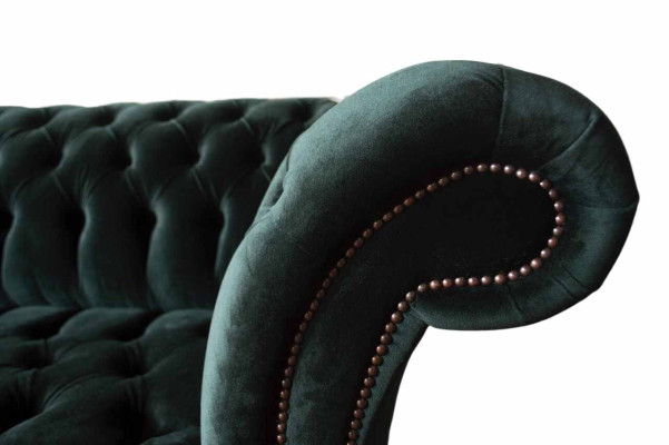 Chesterfield Sofa Design Couch 3 Sitzer Polster Stoff Polster Grün Neu