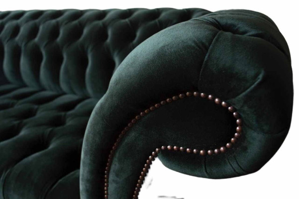 Chesterfield Sofa Design Couch 3 Sitzer Polster Stoff Polster Grün Neu