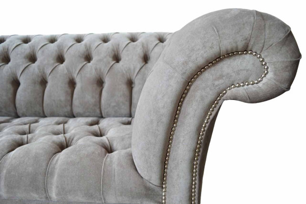 Grau Chesterfield Couch Dreisitzer Sitzpolster Couchen Sofa Möbel Neu