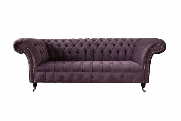Modern Chesterfield Sofa Couch Polster 3 Sitzer Lila Textil Stoff Sofas Neu