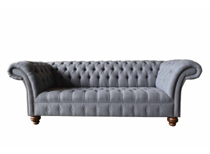 Chesterfield 3 Sitzer Couch Polster Sitz Textil Stoff Couchen Sofa Neu
