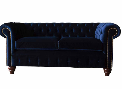 Blaue Chesterfield englisch klassischer Stil Sofa Couch 3 Sitz Polster 230cm