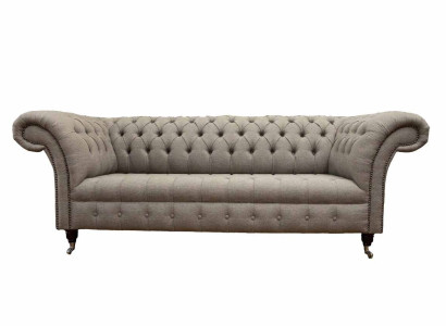 Beige Chesterfield englisch klassischer Stil Sofa Couch 3 Sitz Polster 230cm