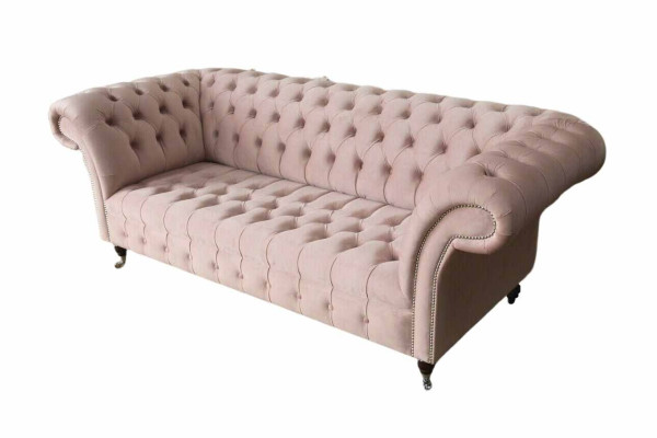 Chesterfield 3 Sitzer Rosa Design Couchen Polster Sofas Stoff Textil