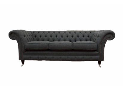 Chesterfield Textil Polster Design Sofa Luxus Couch Grau Sofa 3 Sitzer