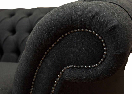 Wohnzimmer Sofa Chesterfield Couch Dreisitzer Design Schwarz Möbel Neu