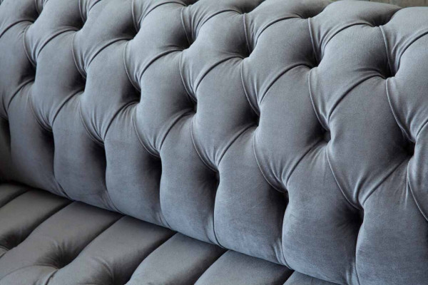 Chesterfield Sofa 3 Sitzer Luxus Couch Wohnzimmer Sofas Grau Stoffsofa