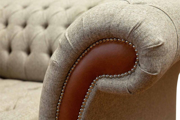 Chesterfield Sofa Polster 1,5 Sitzer Sofas Klassisch Einsitzer Grau Neu