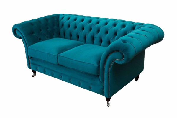 Chesterfield 2 Sitzer Couch Polster Sitz Textil Stoff Couchen Sofa Neu