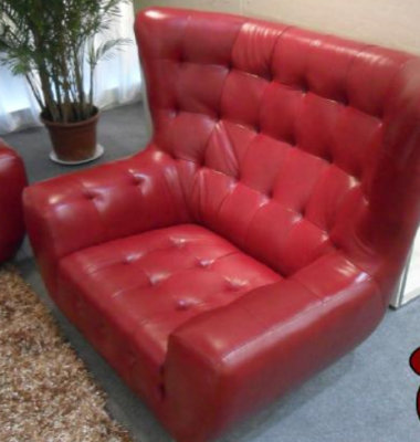 Sofagarnitur Chesterfield Sessel Sofa Set 3 tlg Ledersofa Rot Modern