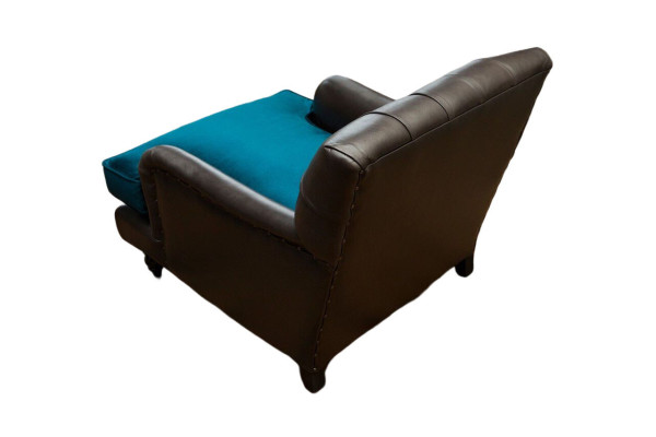 Chesterfield Sessel Couch 1 Sitzer Couchen Polster Sofa Leder Grau