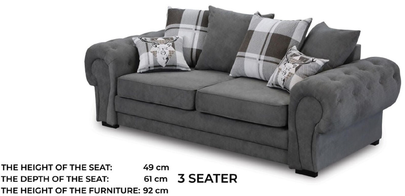 Sofagarnitur 3+2+1 Chesterfield-Möbel Wohnzimmer Textil im italienischen Stil