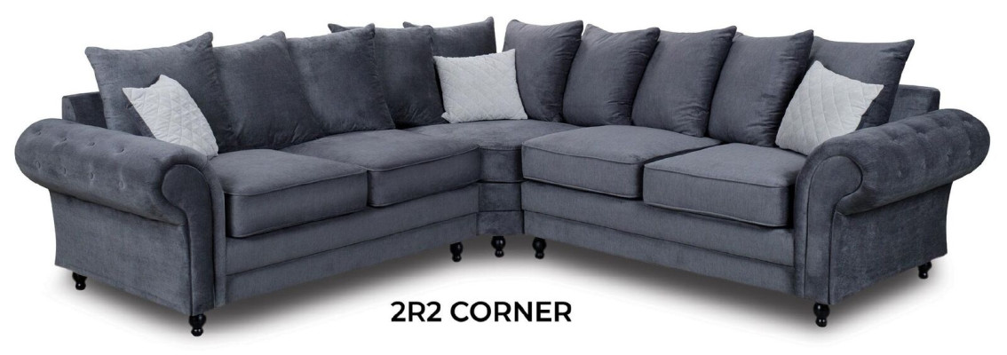 Modern Ecksofa Sofa Stil Grau Sofa Polster Stoff Textil Möbel L-Form Couchen