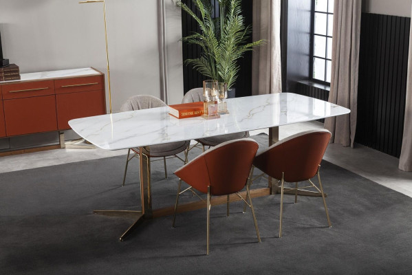 Tisch in Weiß für Esszimmer Luxuriös Moderner Stil Komfortabel Tische