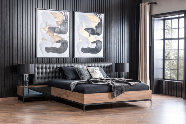 Luxus Nachttisch mit Glasfronten Brauner Beistelltisch Nachttische Hotel
