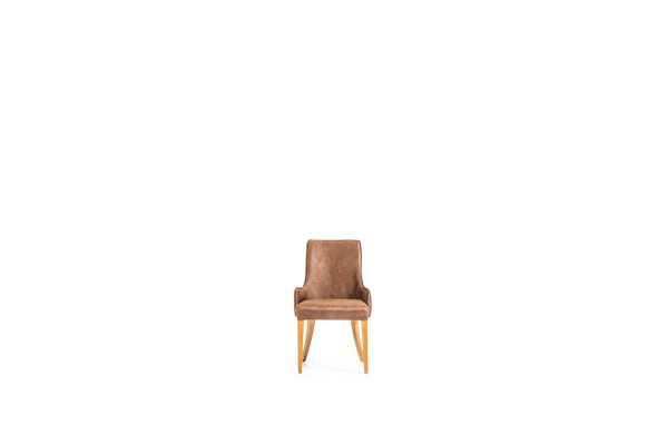 Luxus Lehnstuhl Polster Stühle Loft Designer Möbel Braun Küchen Lederstuhl