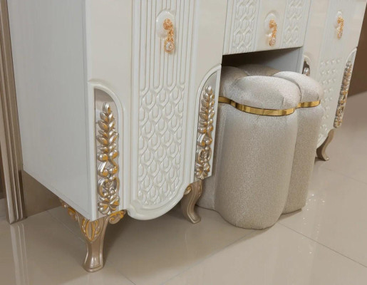 Schlafzimmer Set Luxus Schminktisch mit Spiegel Hocker Design neu 2tlg