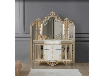 Schlafzimmer Set Luxus Schminktisch mit Spiegel weiß Design neu 2tlg
