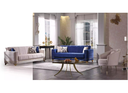 Designer Sofagarnitur 3+3+1 Sitzer Sofa Stoff Garnitur Polster Set Modern