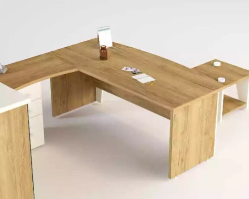 Brauner Eckschreibtisch Exklusives Design Bürotisch Arbeitszimmer Möbel