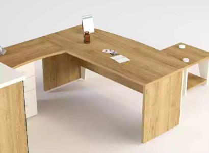Brauner Eckschreibtisch Exklusives Design Bürotisch Arbeitszimmer Möbel