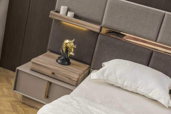 Doppelbett Komplette Schlafzimmer Bett 4tlg Grau Nachttische Schrank
