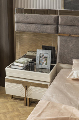 Schlafzimmer Garnitur Doppelbett Bett Nachttische Set 3tlg Grau Modern