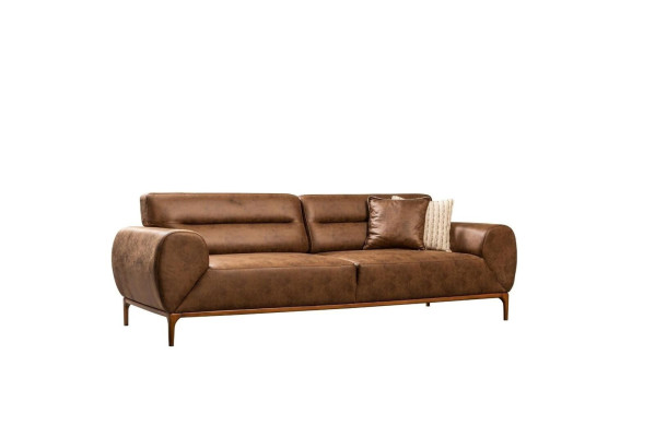 Dreisitzer Sofa 3 Sitzer Polstersofa Braun Couch Polster Kunstleder