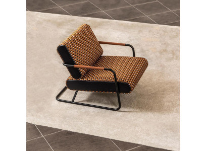 Sessel Ohrensessel 1 Sitzer Orange Klassischе Wohnzimmer Stoff Design