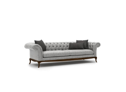 Grau Sofa Dreisitzer Wohnzimmer Einrichtung Chesterfield Möbel Polstermöbel