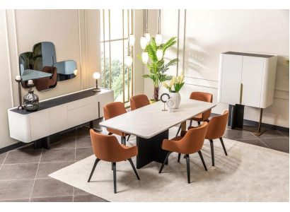 Essecke Essgruppe 9tlg Esszimmer Esstisch Stühle Möbel Weiß Schranke
