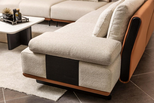 Ecksofa L Form Stoffsofa Couchtische Polstersofa Beige Modern Sofa Set