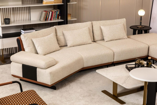 Ecksofa L Form Stoffsofa Couchtische Polstersofa Beige Modern Sofa Set