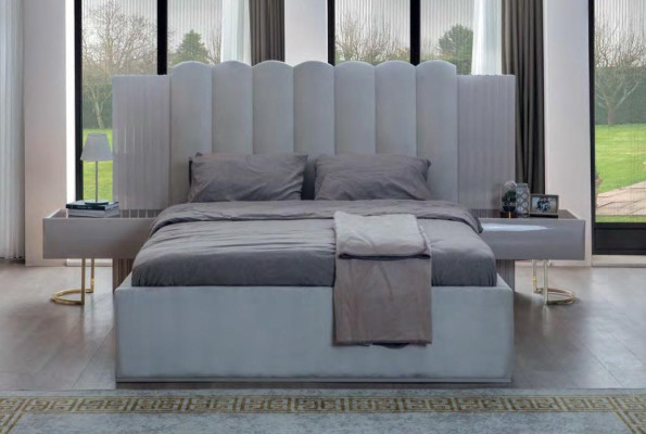 Moderne Graue Schlafzimmer Möbel Designer Doppelbett Kleiderschrank 4tlg