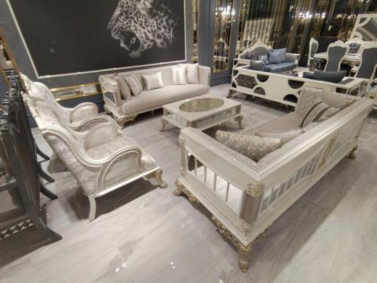 Farbenfrohes Wohnzimmer Set 3+3+1+1 Sitzer Elegant Set 2x Sofa 2x Sessel