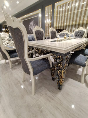 Luxuriöses Esszimmer Set mit Esstisch, 6 Stühlen und stilvoller eleganz